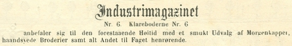 Klareboderne 6 - 6 - Annonce fra Illustreret Tidende nr.689, 8.december 1872