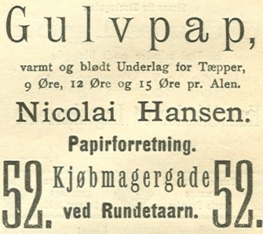 Købmagergade 52 - 8 - Annonce fra Illustreret Tidende nr.7, 14.november 1886