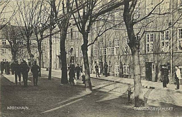 rigensgade-postkort-med-garnisonssygehuset-udg-af-h-p-petersenafsendt-i-1909